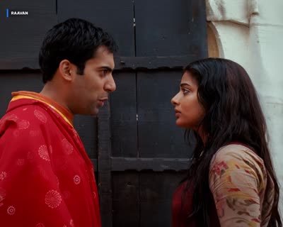Two people facing each other in a doorway, a different title in the bug